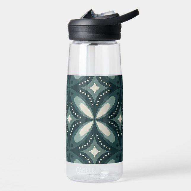 retro green shapes water bottle (Left)