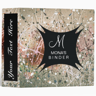 Retro Green Splatter Grunge Monogram Binder