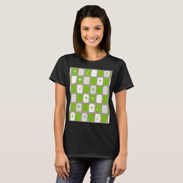 Retro Green Starbursts T-Shirt (Front Full)