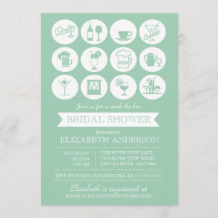 Retro Green Stock the Bar Bridal Shower Invitation