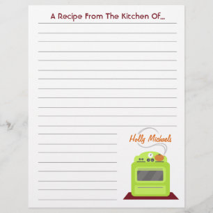 Retro Green Stove Modern Kitchen Recipe Paper