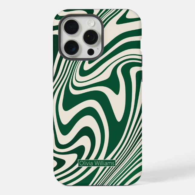 Retro Green Swirl Abstract Pattern iPhone Case (Back)