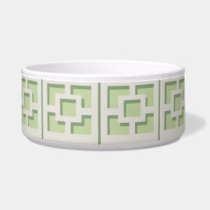 Retro Green Trellis Ceramic Pet Bowl