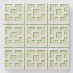Retro Green Trellis Stone Coaster