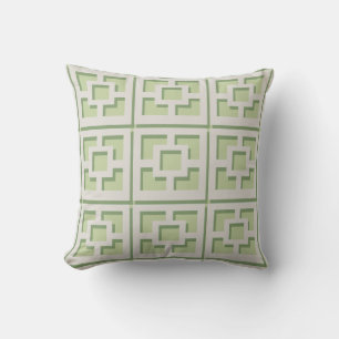 Retro Green Trellis Throw Pillow