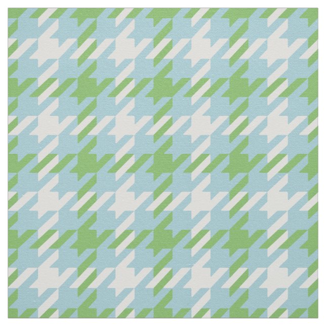 Retro green turquoise houndstooth plaid pattern fabric (Swatch)