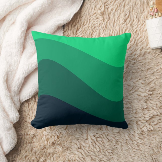 Retro Green Wave pattern Throw Pillow (Blanket)