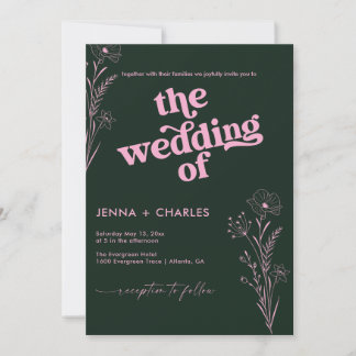 Retro Green Wedding Invitation