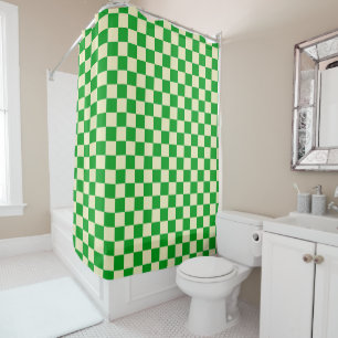 Retro Green White Checks Chequerboard Chequered