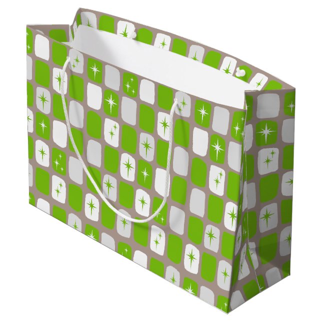 Retro Green & White Starburst Gift Bag (Back Angled)