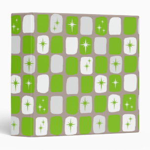 Retro Green & White Starbursts Binder