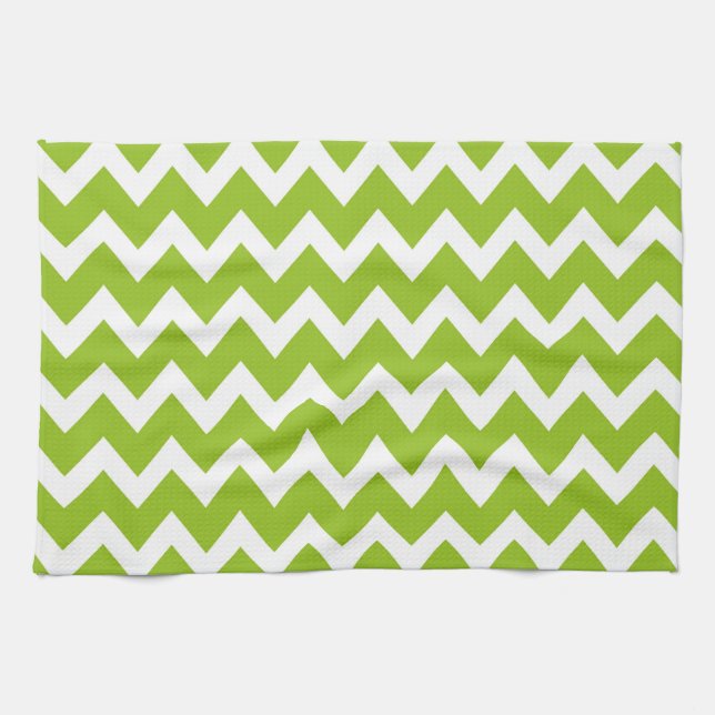 Retro GREEN Zig Zag Pattern Kitchen Towel (Horizontal)