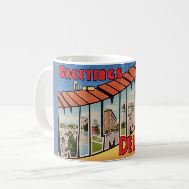 Retro Greeting for Wilmington Delaware  Coffee Mug (Front Left)