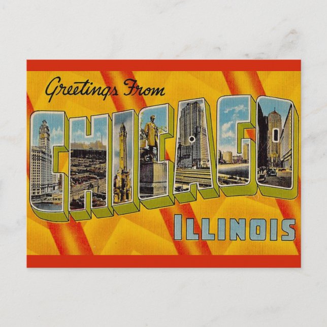 Retro Greeting from Chicago  Postcard (Front)