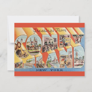 Retro Greeting from Coney Island NY Postcard