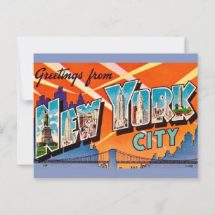 Retro Greeting from New York City Postcard