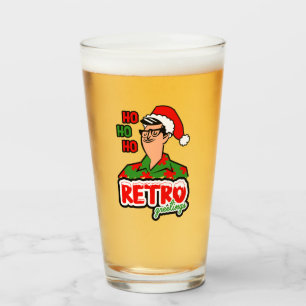 Retro Greetings Christmas Glass