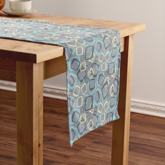 Retro Grey and Yellow Short Table Runner (In Situ)