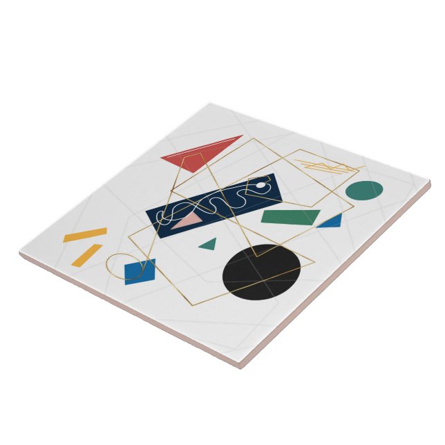 Retro Grey Big Daisy Flowers White Design Tile (Side)