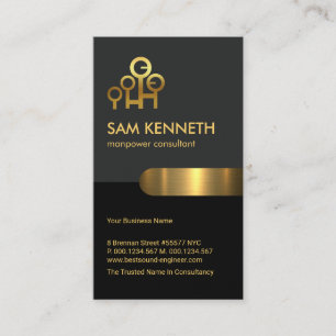 Retro Grey Black Column Manpower Consultant Business Card