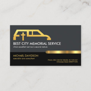 Retro Grey Black Layer Gold Tab Funeral Parlour Business Card