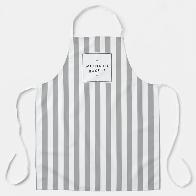 Retro Grey Candy Stripes Apron (Front)