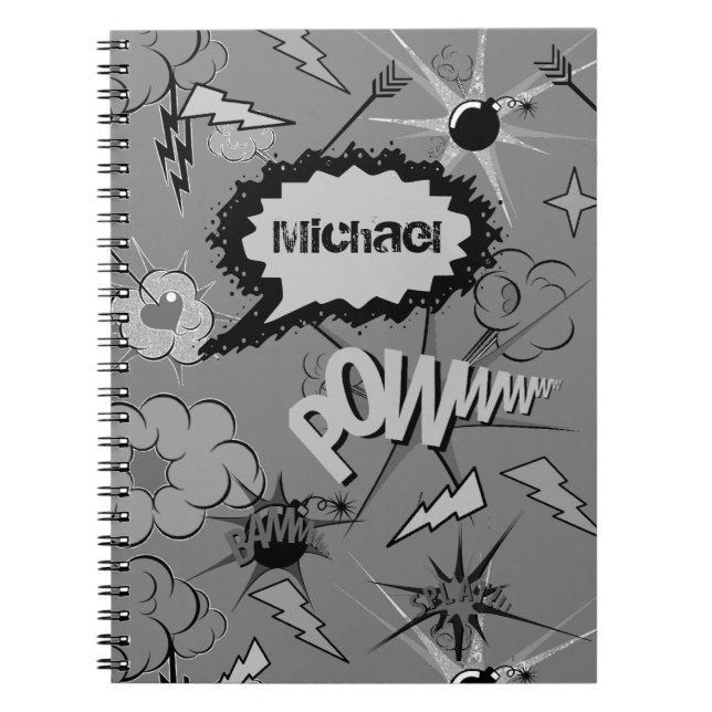 Retro Grey Custom Comic Book Pattern Personalised (Front)