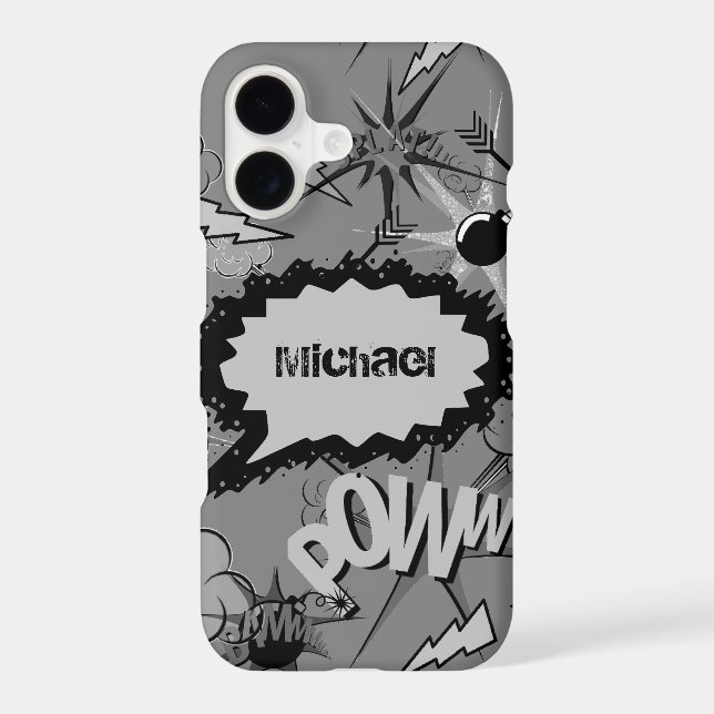 Retro Grey Custom Comic Book Pattern Personalised (Verso)