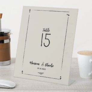 Retro Grey Hand Drawn Illustrated Wedding Pedestal Sign