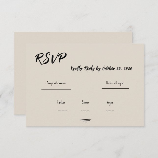 Retro Grey Hand Written Scribble Wedding RSVP  (Front/Back)