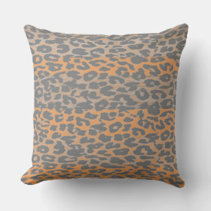 Retro Grey Leopard Print Skin Throw Pillow