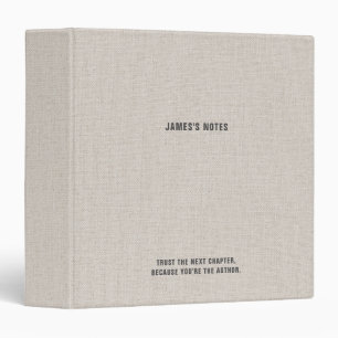 Retro Grey Linen Look Personalized Notes Binder