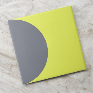 Retro Grey Neon Green Half Circle Bold Mid Century Tile