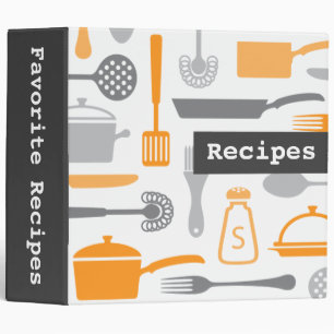 Retro grey orange kitchen recipe binder organizer