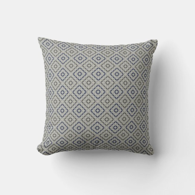 Retro Grey Pattern Throw Pillow  (Front)