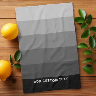 Retro Grey Stripes with Simple Sans Serif Name Kitchen Towel