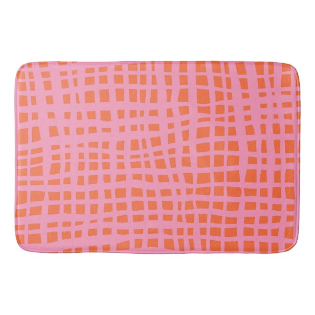 Retro Grid Abstract Pattern Bath Mat (Front)