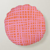Retro Grid Abstract Pattern Round Pillow (Back)