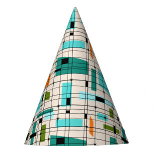 Retro Grid and Starbursts Party Hat