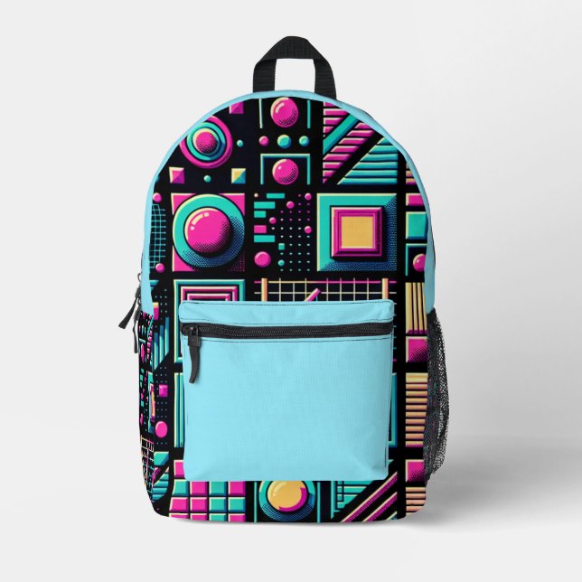Retro Grid Burst Printed Backpack (Front)