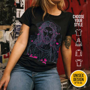Retro Grid Jesus King Of Kings Revelation 19:16 T-Shirt