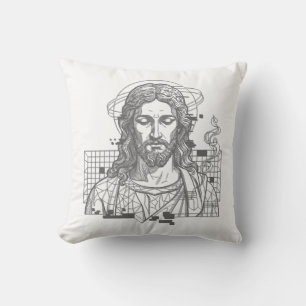 Retro Grid Jesus King Of Kings Revelation 19:16 Throw Pillow