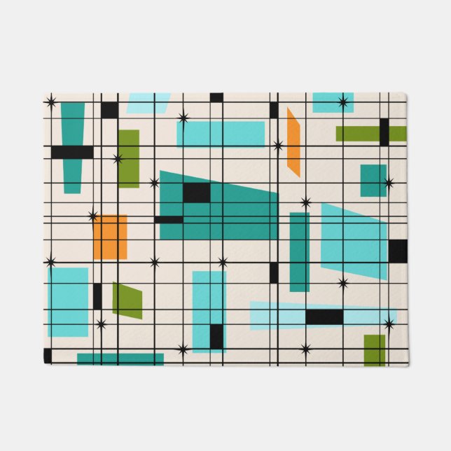 Retro Grid & Starbursts Doormat (Front)