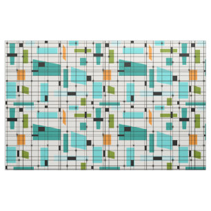 Retro Grid & Starbursts Fabric