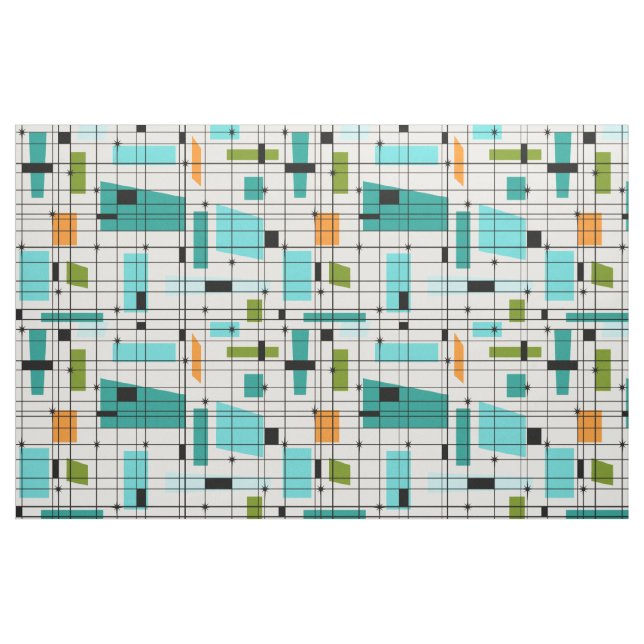 Retro Grid & Starbursts Fabric (Fat Quarter)