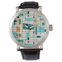Retro Grid & Starbursts Montre Homme