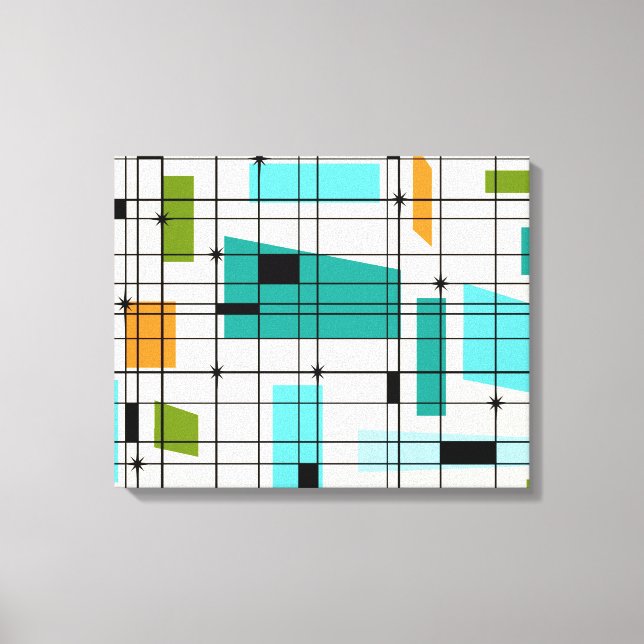 Retro Grid & Starbursts Wrapped Canvas (Front)