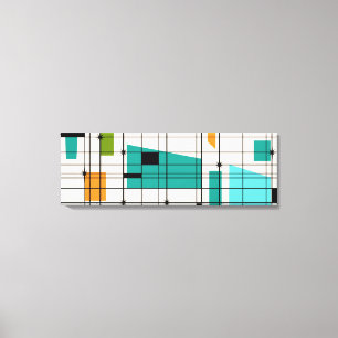 Retro Grid & Starbursts Wrapped Canvas