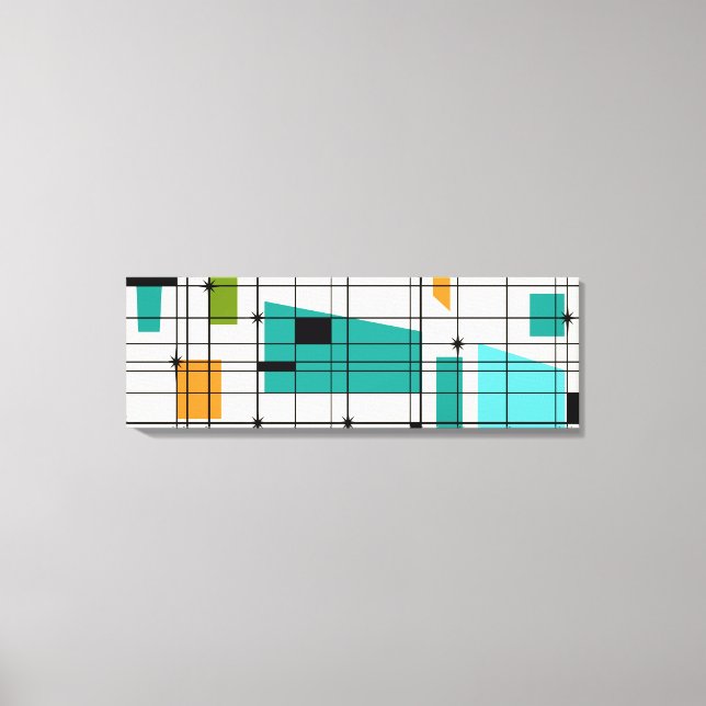 Retro Grid & Starbursts Wrapped Canvas (Front)