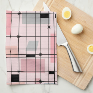 Rétro grille rose et serviette de cuisine de